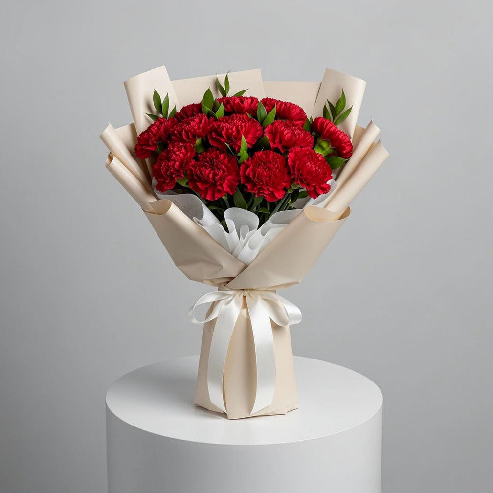 12 Red Carnation Bouquet for Anniversary