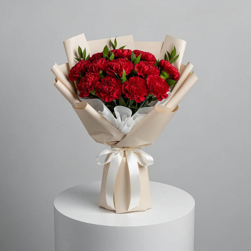 12 Red Carnation Bouquet for Anniversary