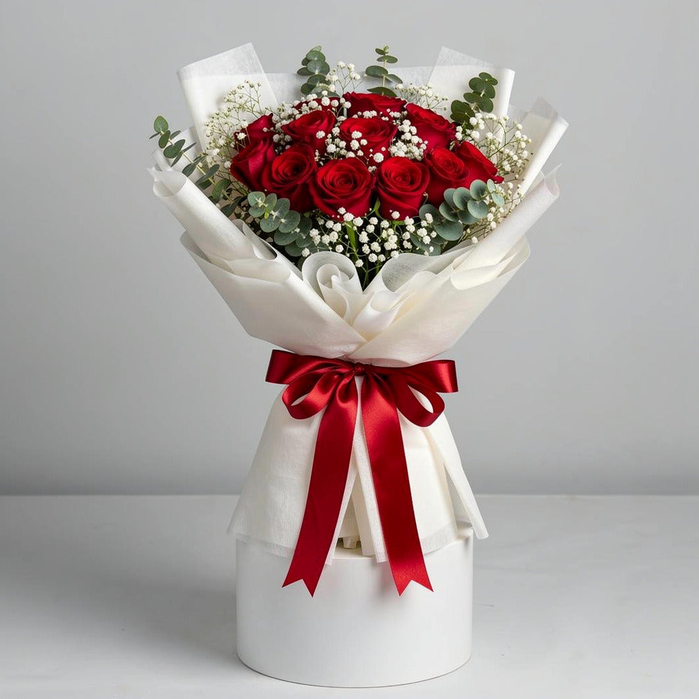 12 Red Rose Bouquet for Anniversary
