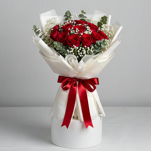 12 Red Rose Bouquet for Anniversary