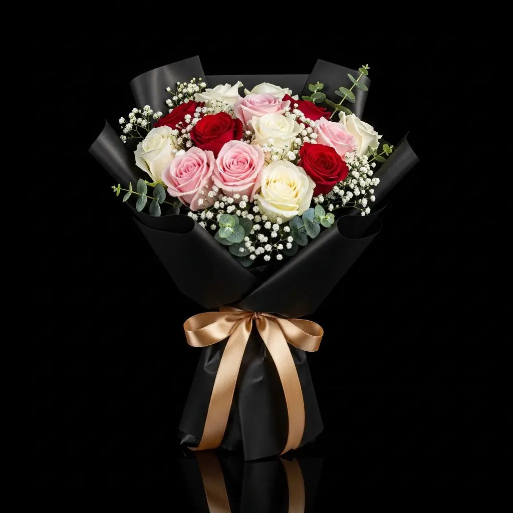 15 White & Blue Rose Bouquet for Birthday bloomsandbeansae