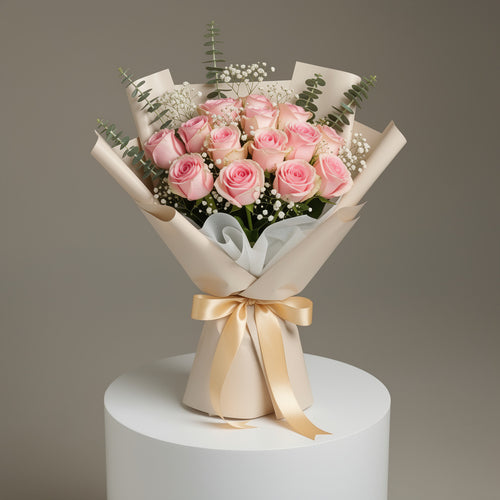 15 Pink Rose Bouquet for Anniversary