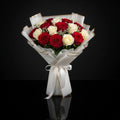 16 Red & White Rose Bouquet for Anniversary bloomsandbeansae