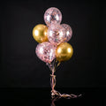 2 Golden Foil Balloons with 5 Pink Confetti Balloons bloomsandbeansae