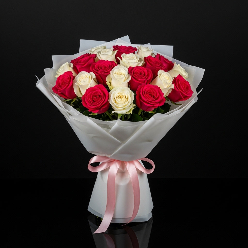 20 Pink & White Rose Bouquet for Birthday bloomsandbeansae