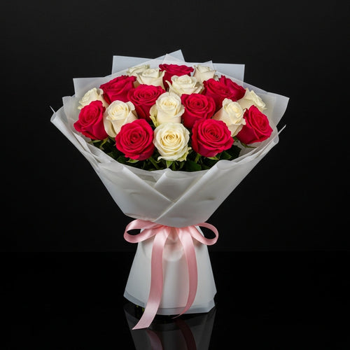 20 Pink & White Rose Bouquet for Birthday bloomsandbeansae