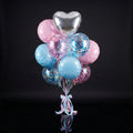 4 Pink & Blue Round Balloons with 1 Silver Heart Foil Balloon & 4 Pink & Blue Confetti Balloons bloomsandbeansae