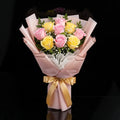 9 Yellow & Pink Rose Bouquet for Birthday bloomsandbeansae