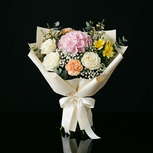 Bloom of Eid Bouquet of White Roses & Pink Hydrangea bloomsandbeansae
