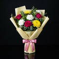 Charm Bouquet of Pink Roses & Yellow Chrysanthemum bloomsandbeansae