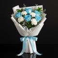 Elegant Bouquet of Blue Roses & White Carnations for Father’s Day bloomsandbeansae