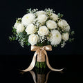 Elegant Bridal Bouquet of White Roses & Chrysanthemums bloomsandbeansae
