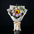 Fresh Purple Roses, White Lilies & Sunflower Bouquet for Father’s Day bloomsandbeansae