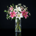 Elegant Tall Vase with Pink & White Lilies bloomsandbeansae