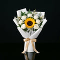 Glowing Eid Bouquet of White Roses & Sunflower bloomsandbeansae