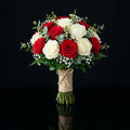 Graceful Bridal Bouquet of White & Red Roses bloomsandbeansae