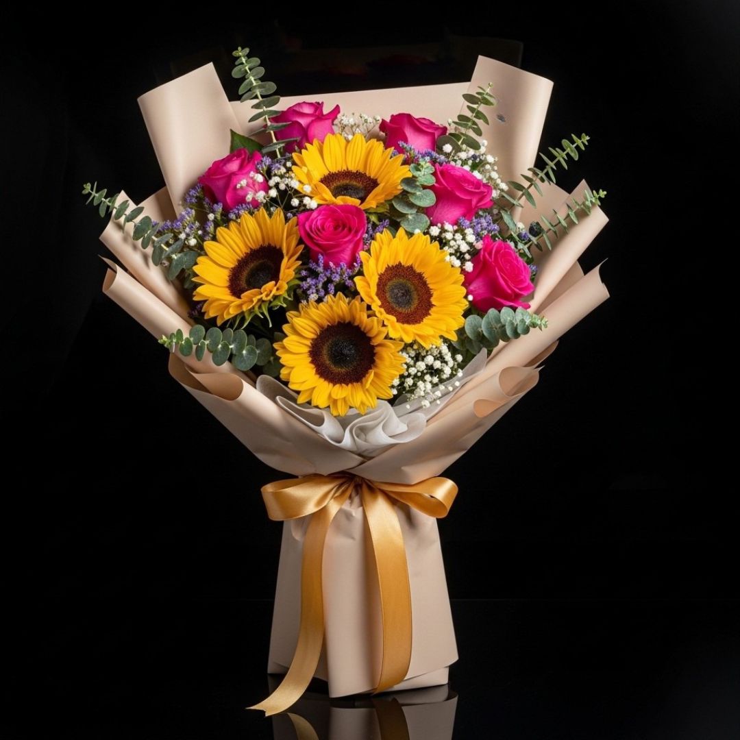 Graduation Roses & Sunflowers Bouquet bloomsandbeansae