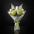 Green Hydrangea & White Roses Graduation Bouquet bloomsandbeansae