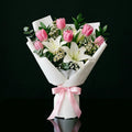 Mother’s Day Elegant Pink Tulip & White Lily Bouquet bloomsandbeansae