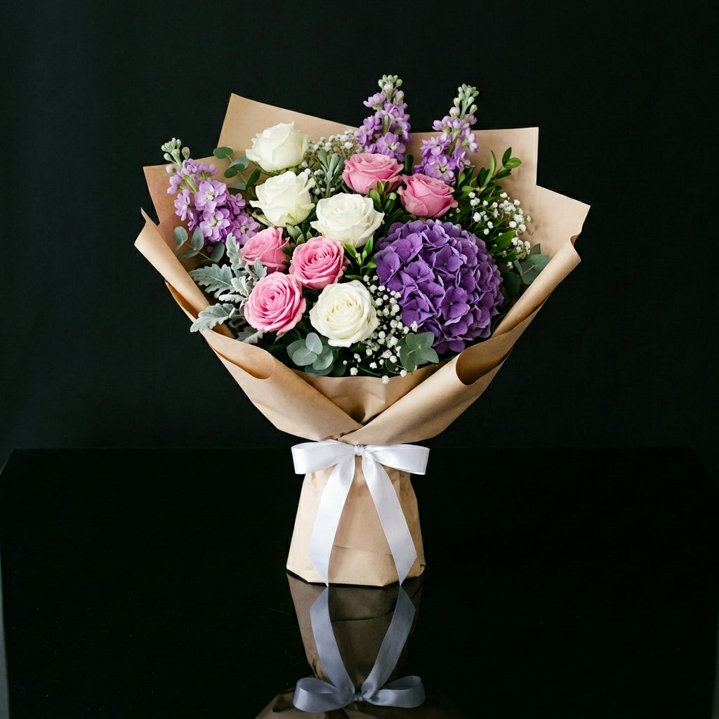 Mother’s Day Elegant Pink, White & Purple Mixed Bouquet bloomsandbeansae