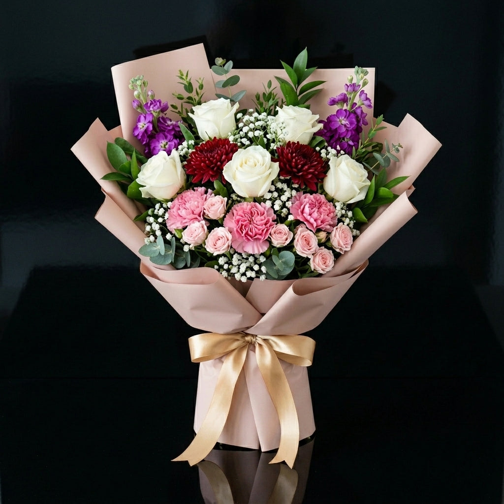 Mother’s Day Mixed Pastel & Classic Rose Bouquet bloomsandbeansae