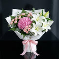 Mother’s Day Soft Pink Hydrangea & Lily Bouquet bloomsandbeansae