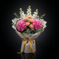 Peach Chrysanthemum, Hydrangea & Matthiola Bouquet for Anniversary bloomsandbeansae