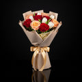 Peach, Red Roses & White Tulips Bouquet bloomsandbeansae