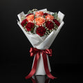 Peach Roses & Red Carnations Graduation Bouquet bloomsandbeansae
