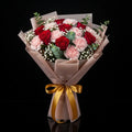 Pink Carnations & Red Roses Bouquet for Anniversary bloomsandbeansae