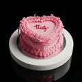 Pink Heart-Shaped Vanilla Cake bloomsandbeansae