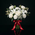 Pure Bridal Bouquet of White Roses, Carnations & Lilies bloomsandbeansae