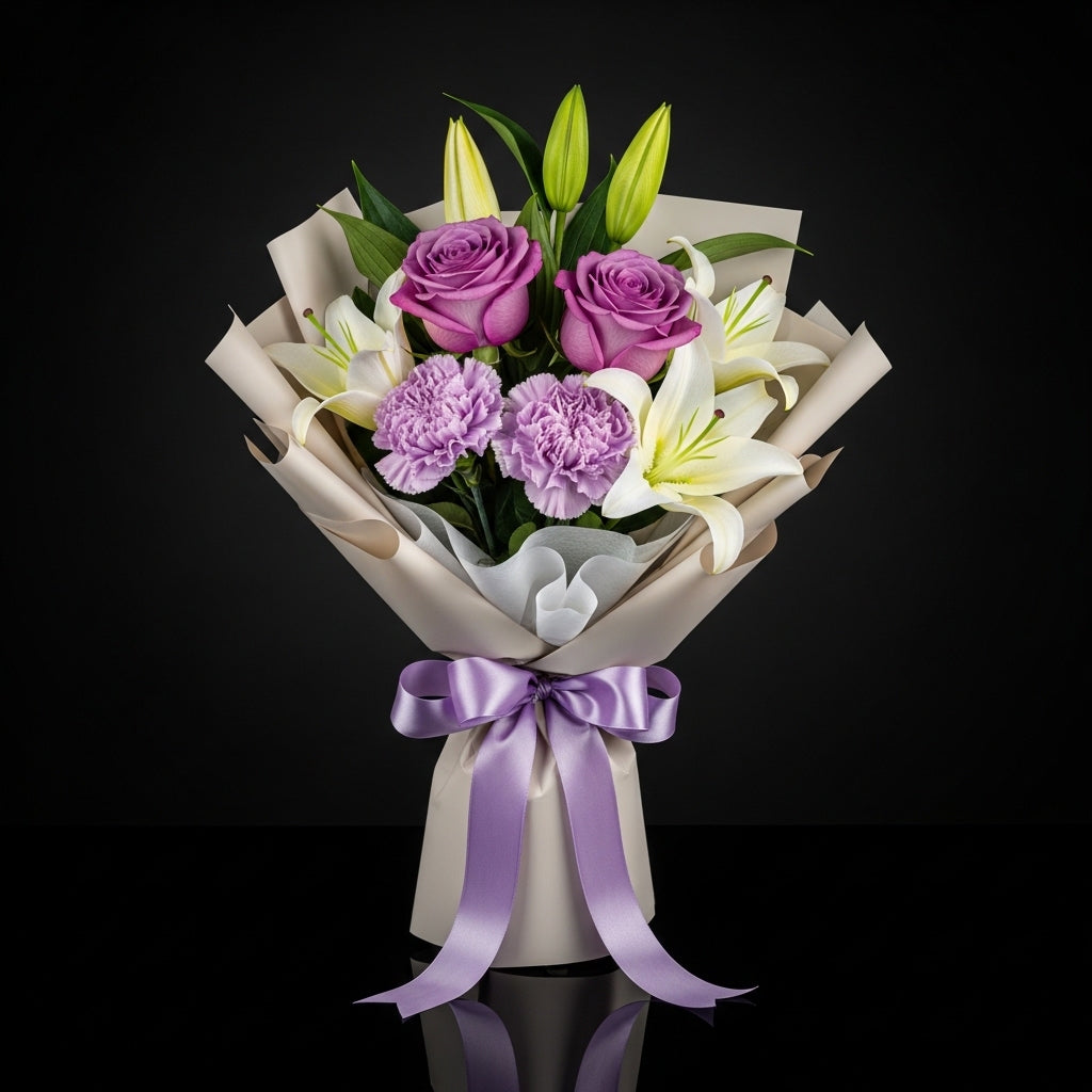 Purple & White Elegance Graduation Bouquet bloomsandbeansae