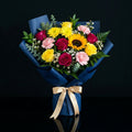 Radiance Eid Bouquet of Pink, Yellow & Blue Flowers bloomsandbeansae