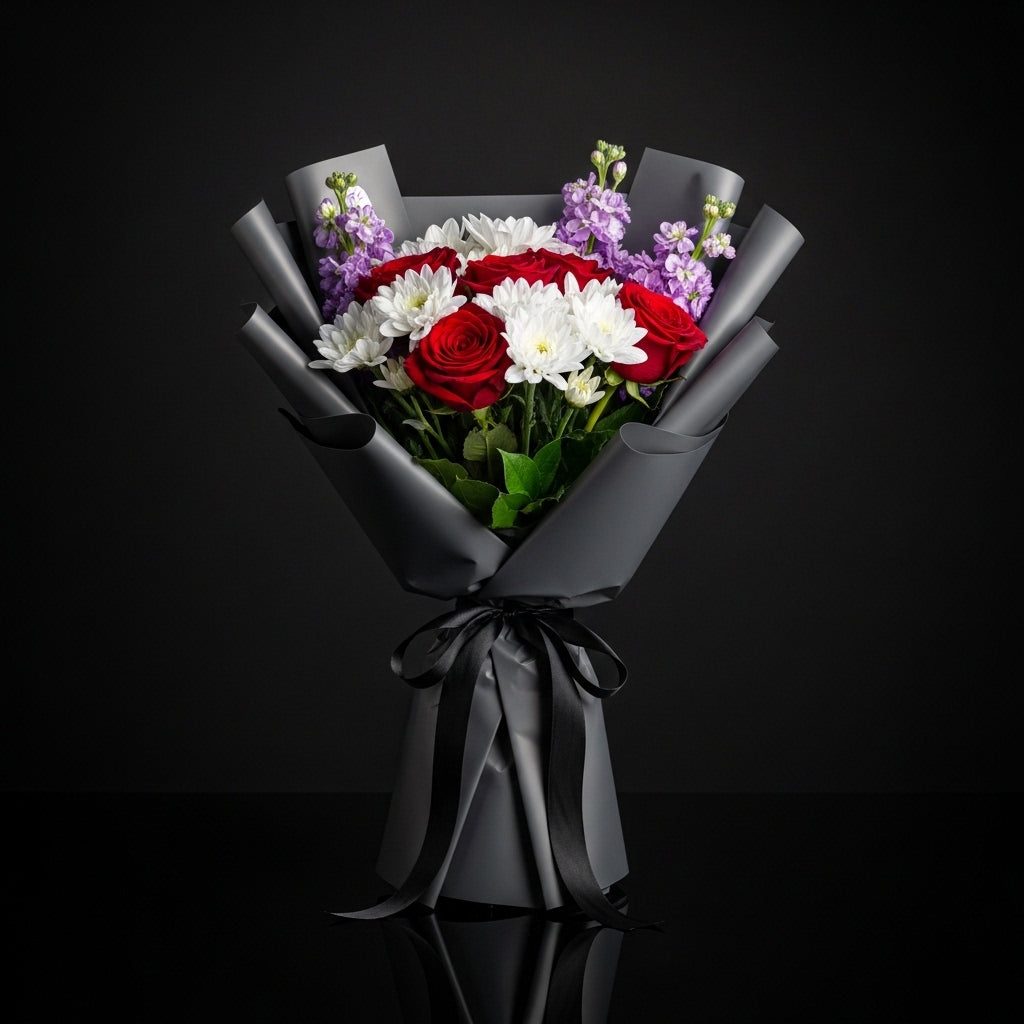 Red Roses & Chrysanthemum Bouquet bloomsandbeansae