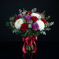 Regal Bridal Bouquet of Red & Purple Roses & White Chrysanthemums bloomsandbeansae