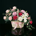 Romantic Pink & White Floral Basket with Lilies and Roses bloomsandbeansae