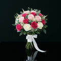 Soft Bridal Bouquet of White & Pink Roses bloomsandbeansae