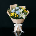 Teacher’s Day Calm Blue & White Lily Mixed Bouquet bloomsandbeansae