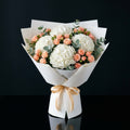 Teacher’s Day Graceful Hydrangea & Peach Rose Bouquet bloomsandbeansae