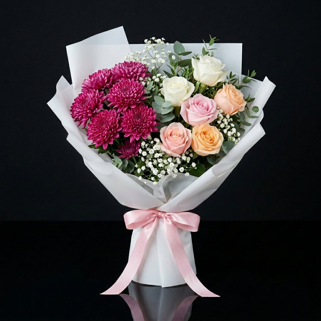 Teacher’s Day Pastel Rose & Chrysanthemum Bouquet bloomsandbeansae