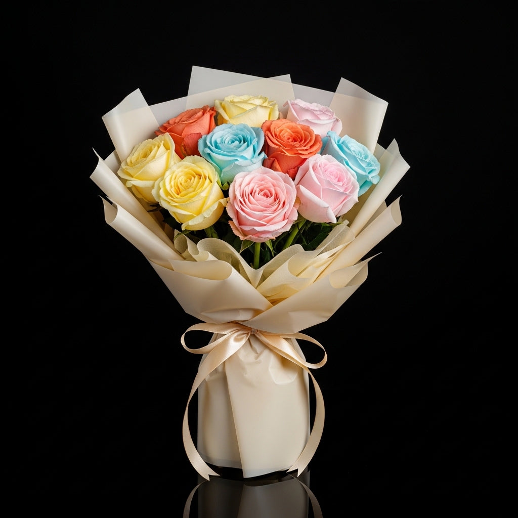 Vibrant Success Mixed Roses Bouquet bloomsandbeansae