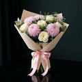 White Roses & Pink Chrysanthemum Bouquet bloomsandbeansae