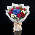 Women’s Day Blue Hydrangea & Mixed Rose Bouquet bloomsandbeansae
