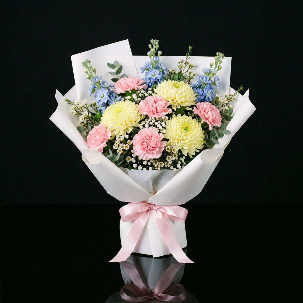 Women’s Day Pastel Carnation & Chrysanthemum Bouquet bloomsandbeansae
