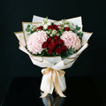 Women’s Day Pink Hydrangea & Red Baby Rose Bouquet bloomsandbeansae