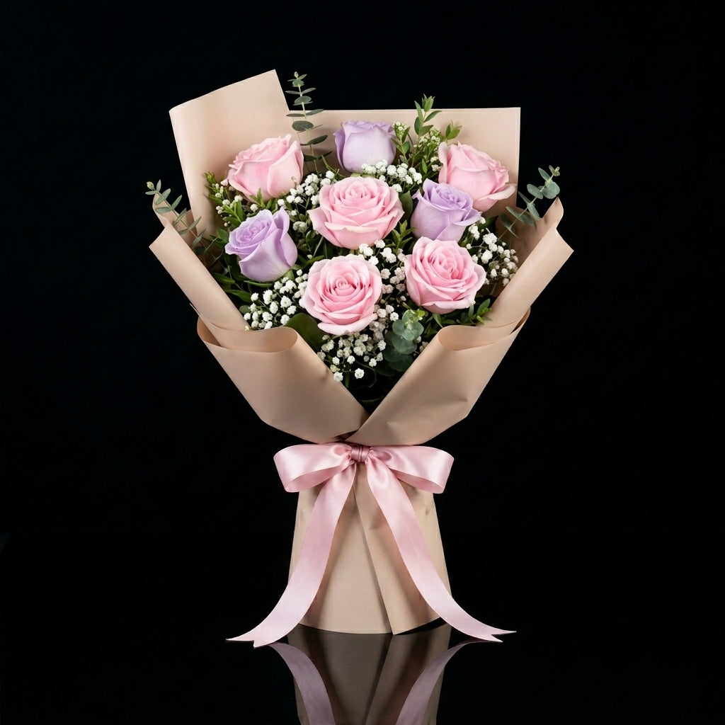 Women’s Day Pink & Purple Rose Elegance Bouquet bloomsandbeansae