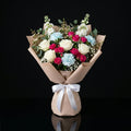 Women’s Day White Rose & Blue Carnation Grace Bouquet bloomsandbeansae