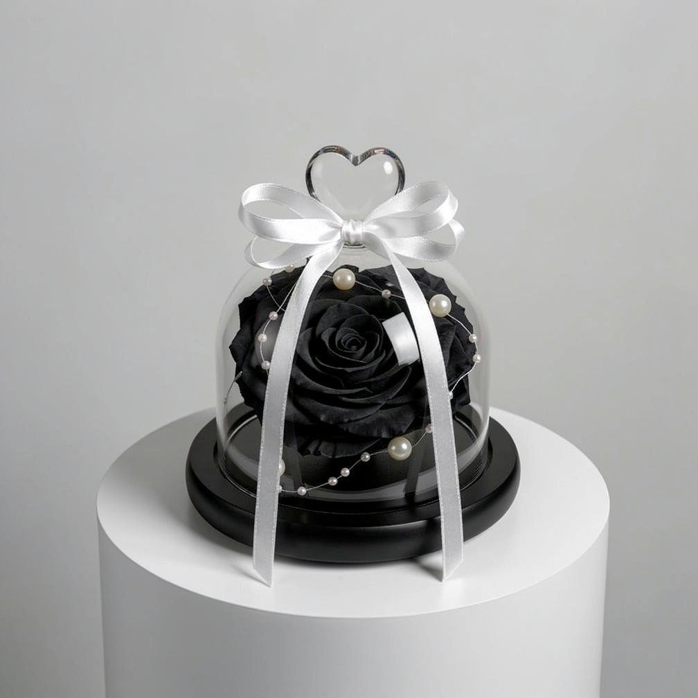 Black Small Preserved Rose
