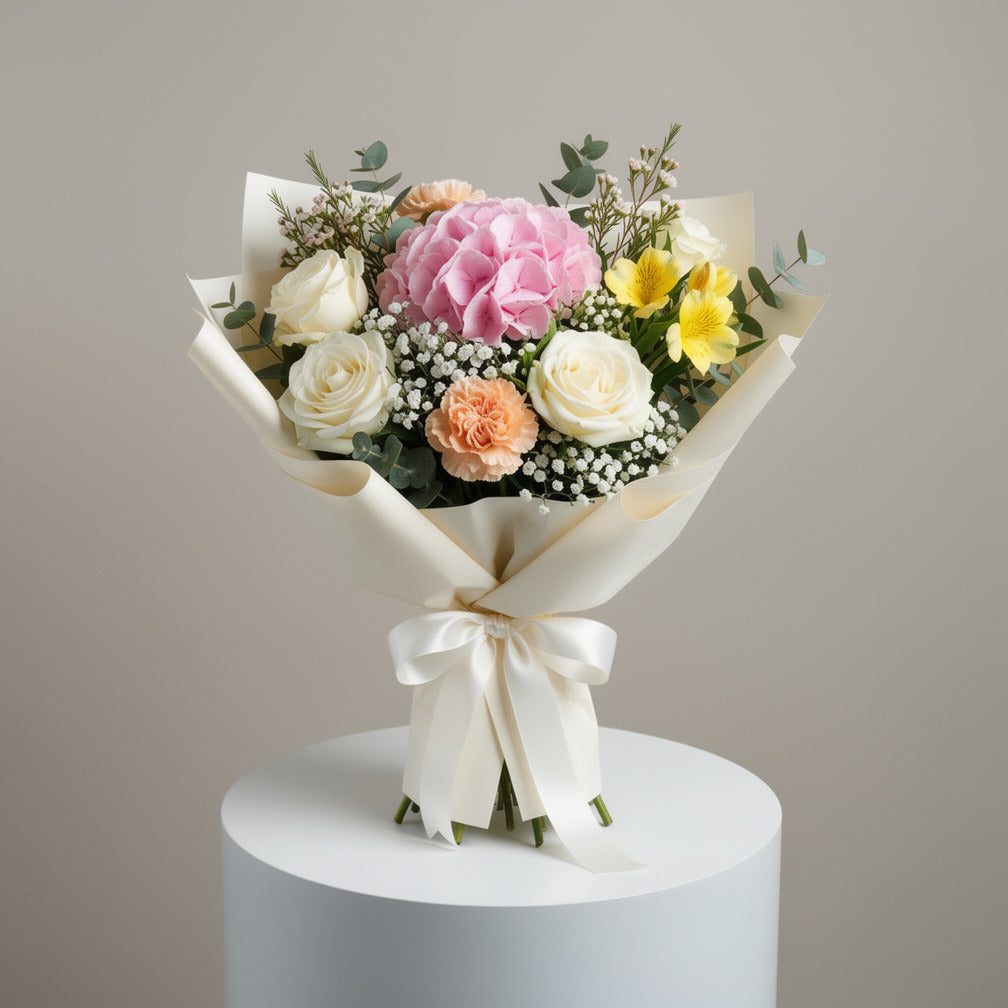 Bloom of Eid Bouquet of White Roses & Pink Hydrangea